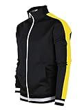 SCREENSHOTBRAND-S51700 Mens Urban Hip Hop Premium Track Jacket - Slim Fit Side Taping Basic Fashion Top-BK/GD-Large