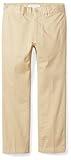 Amazon Essentials Boys' Uniform Straight-Fit Flat-Front Chino Khaki Pants, Khaki Brown, 14