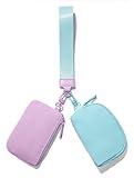 Viverte Mini Zip Around Keychain Wristlet Wallets Small Portable Dual Pounch Wristlet Detachable Coin Purse Pocket Gifts for Women Travel Sports Outdoors (Lavender+Icing Blue)