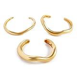 Zhuozatrfa Gold Bangle Bracelets Set for Women Open Cuff Chunky Waterproof Multi-layer Cross Wire Open Bangles Hollow Wide Bracelets Set for Woman(3 PCS)