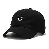 Umeepar Smile Face Baseball Cap for Women Men Adjustable Low Profile Unstructured Cotton Dad Hat (US, Alpha, One Size, Black)