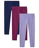 The Children's Place Girls' Assorted Everyday Pull On Leggings, Navy/Plum/Purple 3-Pack, Medium