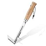 WORKPRO Crack Weeder, 12" Stainless Steel Crevice Weeding Tool with Beech Wood Handle, L-Shaped Side-Walk Weed Puller Spatula, for Garden Lawn Yard Patio Terrace Paving Moss, Small Gardening Tool