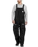 Carhartt mens Yukon Extremes Loose Fit Insulated Biberall Work Utility Outerwear, Black, Large Short US