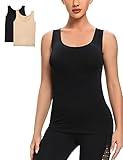 Layla's Celebrity Women's Seamless Tank Tops Nylon Spandex Lycra Camisole Black Nudie 2 Pack Summer Medium