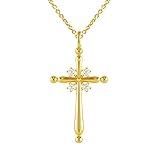 Beauyist Premium Cross Necklace for Women 18k Gold Plated Vermeil,Trendy Gold Cross Pendant Chain,Crucifix Necklace for Women Religious Gifts,Christian Faith Necklace Jewelry-Daity CZ 2023