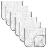 MUKIN Baby Muslin Burp Cloths, Ultra Soft Cotton Burping Cloths for Unisex Newborn Babies, Neutral Milk Spit Up Rags Boys Girls ，Baby Nursing Essentials Must Haves,6 Pack, 10x20 Inches, (Grey)