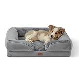 Bedsure Orthopedic Dog Bed Medium Size Dogs - Washable Small Medium Dog Cat Bed Waterproof, Comfort Cats Couch Sofa with Washable Removable Cover, Pets Bed with Nonskid Bottom, Grey, 28"