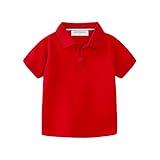 Mud Kingdom Polo Shirt for Toddler Boys Uniform Short Sleeve Casual Back to School Lapel Collar Red 2T