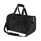 Roaringkitty Travel in Style: Portable Pet Carrier for Small Pets up to 15 Lbs- Airline Approved, Collapsible & Comfortable cat/Puppy Soft Sided Bag (Black)