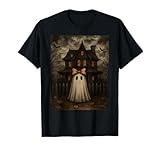 Vintage Spooky Scary Ghost Haunted House Midnight Halloween T-Shirt