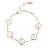 AIPPK 18K Gold Plated Clover Lucky Bracelet Dupes for Women White Flower Four Leaf Bracelets Trendy Jewelry Gifts for Women