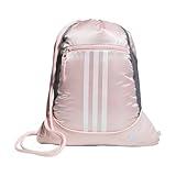 adidas Alliance Sackpack (12L) Lightweight Athletic Small Drawstring Team Sports Workout Bag, Sandy Pink/White, One Size