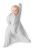 bebon Transition Swaddle - Baby Wearable Blanket - Cozy Sleep Sack, Wrap with 2-Way Zipper - 95% Bamboo Viscose, 5% Spandex (CozyGrey, Medium 6-12 Month)