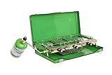 Flame King YSNBBQ-136M 3-Burner Portable Camping Stove Grill w/Toast Tray, Great for Outdoor Cooking, Backpacking, Compatible with 1LB Propane Gas Bottle