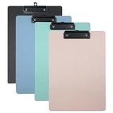 8.5x11 Plastic Clipboards 4-Pack with Hanging Hook – Slim Durable Clip Boards in Assorted Colors,Standard Letter/A4 Size for Nurses/Teachers/Students, Office & Classroom Use