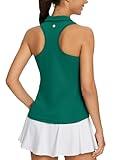 baleaf Womens Golf Shirt Sleeveless Tennis Tank Tops V-Neck Racerback Polo Collar UPF Green S