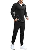 COOFANDY Men's 2 Piece Track Suit Set Jogging Sweatsuit Workout Athletic Running Quarter Zip Suit