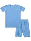 HAPIU Summer Rayon from Bamboo Toddler Pajamas Short Sleeve 2 pcs Set, Pjs Girls Boys Baby Kids,Slate,3T