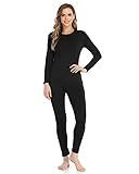 WEERTI Thermal Underwear for Women Long Johns with Fleece Lined, Base Layer Women Cold Weather Top Bottom Black