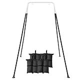 FUNLIO Foldable Swing Stand for Kids with 4 Sandbags, Heavy Duty Metal A-Frame Indoor/Outdoor for Backyard, Suitable Most Toddler/Baby Jumper/Hammock Chair - Black