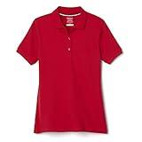 French Toast Women's Short Sleeve Stretch Pique Polo Shirt, Red, Large