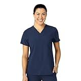 WonderWink Women's Flex-n-Reach V-Neck Scrub Top - Navy, 1X