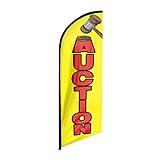 FSFLAG Auction Advertising Swooper Flag Banner, 8Ft Auction Feather Flag, Advertising Feather Banner Sign for Auction Business