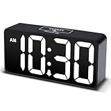 DreamSky Small Digital Alarm Clock for Bederoom, Large Big Numbers Display with Dimmer for Living Room, Electric Bedside Desk Clock with USB Charging Port, Adjustable Volume, USB-C Adapter Powered