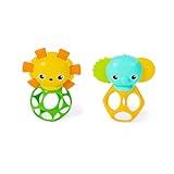 Bright Starts Soother Pals Easy-Grasp Teether Toys, 2-Pack Lion and Elephant Characters, BPA Free, Unisex, Ages Newborn +