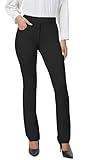 VIMPEP Straight Leg Yoga Dress Work Pants Women High Waisted Pull On Stretchy 4 Way Tummy Control Slacks for Business Casual with Pockets 2202 31 Black XL