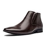 Men's Dress Boots,Formal Mid Top Oxfords Boots,Casual Ankle Men Boots Side Zipper,Classic Business Boots Latex Insole Brown AM22810 Size 7