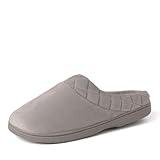 Dearfoams Women's Indoor/Outdoor Memory Foam Darcy Microfiber Velour Clog, Wide Widths Slipper, Sleet, Medium