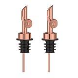 BETTFOR Auto Flip Liquor Pour Spouts 2-Pack, Leak-Proof 304 Stainless Steel Wine Pourer & Olive Oil Dispenser with Food-Grade Silicone for Kitchen, Bar, Restaurant (Goldrose)​