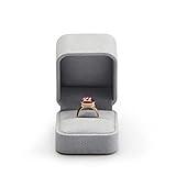 Woodten Grey Microfiber Ring Box for Proposals - Small Wedding & Engagement Ring Gift Box with Soft Interior (2.36 x 2.09 Inches) - Perfect for Valentine's Day, Anniversaries