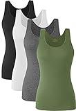 Orrpally Basic Tank Tops for Women Undershirts Tanks Top Lightweight Camis Tank Tops 4-Pack Black White Gray ArmyGreen XXL