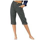 FOCLMP Womens Summer Capris Pants Dressy Causal Cargo Pants Relaxed Fit Lightweight Pants 2024 Trendy Clothes with Pockets Cotton Gauze Pants for Women Dark Gray 3X