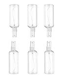 MUUZLL Spray Bottles 6 pcs, Refillable Cosmetic Spray Bottles, Small Refillable Liquid Containers, 2oz/50ml Clear Empty Fine Mist Plastic Mini Travel Bottle