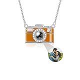Necklace with Picture Inside Personalized Camera Photo Necklace Custom Picture Projection Necklaces Personalized Necklaces for Women Anniversary Birthday Gifts (Silver)