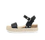 Soda CLIP ~ Women Open Toe Ankle Strap Platform Espadrille Sandal (Black, us_footwear_size_system, adult, women, numeric, medium, 8)