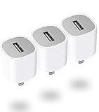 USB Wall Charger GKW 5W Power Adapter for iPhone 14/13/12/11/10/8/7/6S/6/5/SE/XS MAX/XR/X/SE 2020 2022, Galaxy S7/S6/S5 Edge, Kindle, 3-pcs White (Cable Not Included)