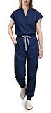 Eadflie Scrubs for Women Set - [Navy Blue/M], Cool Stretch Jogging Scrub Nurse Uniform Set, Comfortable Breathable Scrub Tops and Scrub Pants, Multi Pocket Stand Collar Design for Nurse Workwear