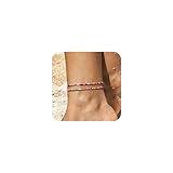 Yoosteel Beaded Ankle Bracelets for Women - Layered Colorful Bead Stretch Anklets Cute Elastic Anklet for Women Jewelry Gifts