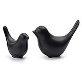 Notakia Small Birds Statues Home Decor Modern Style Birds Decorative Ornaments for Living Room, Bedroom, Office Desktop, Cabinets (Black 2Pcs)