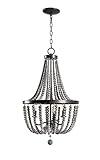 Kenroy Home Casual 3 Lt Wood Bead Chandelier ,28 Inch Height, 16 Inch Diameter with Golden Bronze Finish