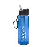 LifeStraw Go Water Filter Bottle with 2-Stage Integrated Filter Straw for Hiking, Backpacking, and Travel, Blue
