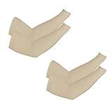 PFFY 2 Pairs UV Protection Cooling Arm Sleeves for Men and Women UPF 50 Sun Sleeve Beige*2