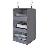 GRANNY SAYS 3-Shelf Hanging Closet Organizer and Storage, Collapsible Hanging Closet Shelves, Hanging Organizer for Closet & RV, Gray, 29 ½" H X 12" W X 12" D, 1-Pack