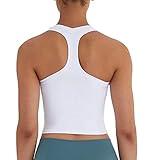 Women's Cropped Racerback Tank Tops Running Workout Tops Active Yoga Tops(White,6)