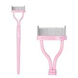 Eyelash Comb Separator MSQ Eyelash Mascara Brush and Comb Lash Separator With Comb Cover Arc Designed Cosmetic Brushes Tool Pink (1PCS)